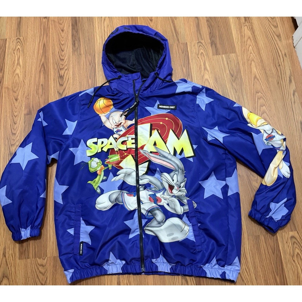 Space Jam Jacket Mens 2XL Members Only Tune Squad Looney Tunes Double Sided